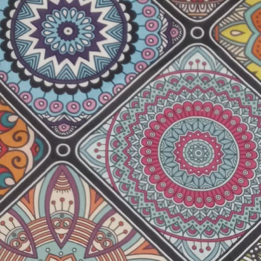 A) Mandala design fabric - polyester/spandex (end of roll, last lenghts)